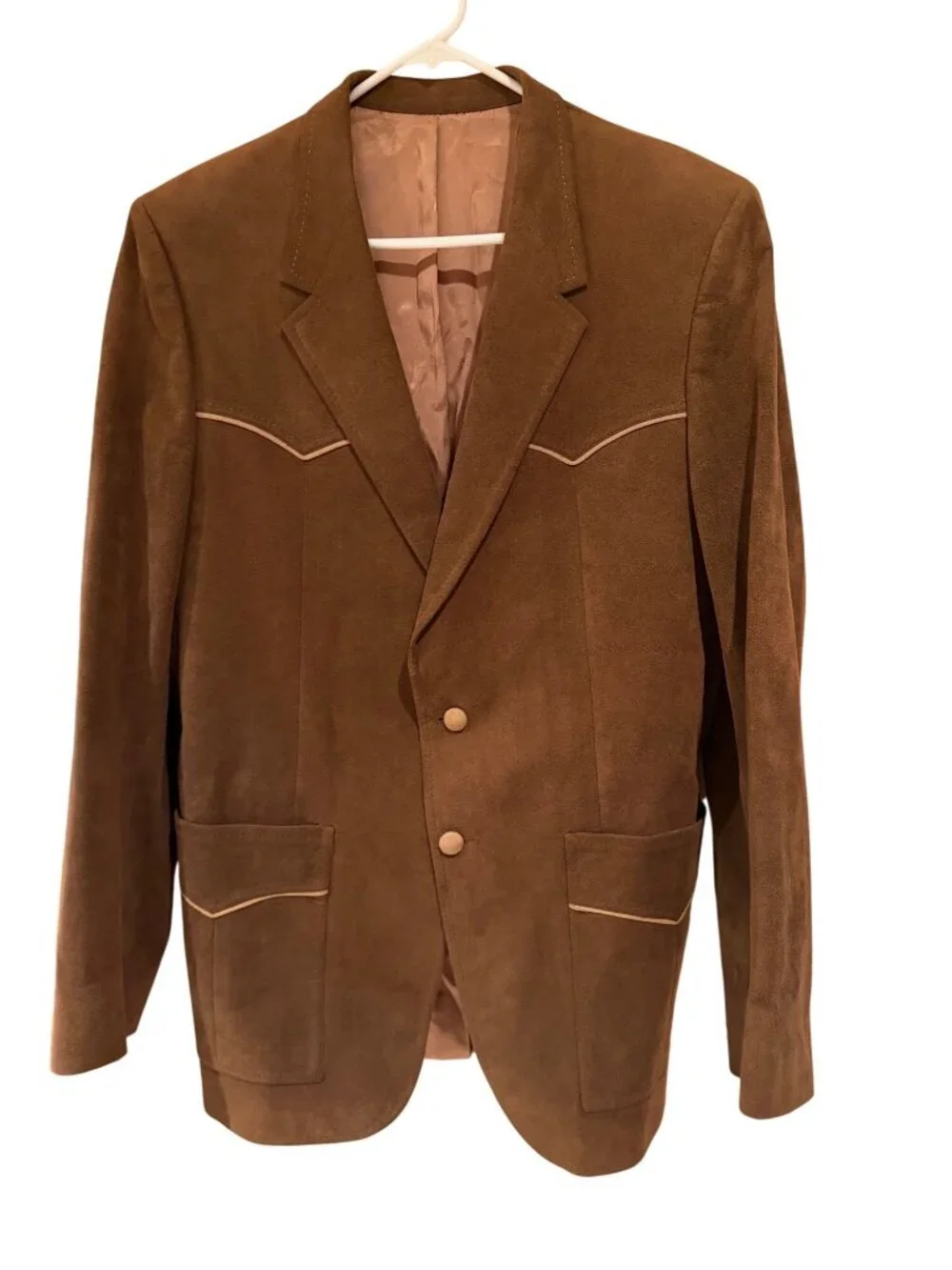 LeBaron Mens Sport Coat Blazer Size 42 Long Brown Ultra Suede 1970s Western